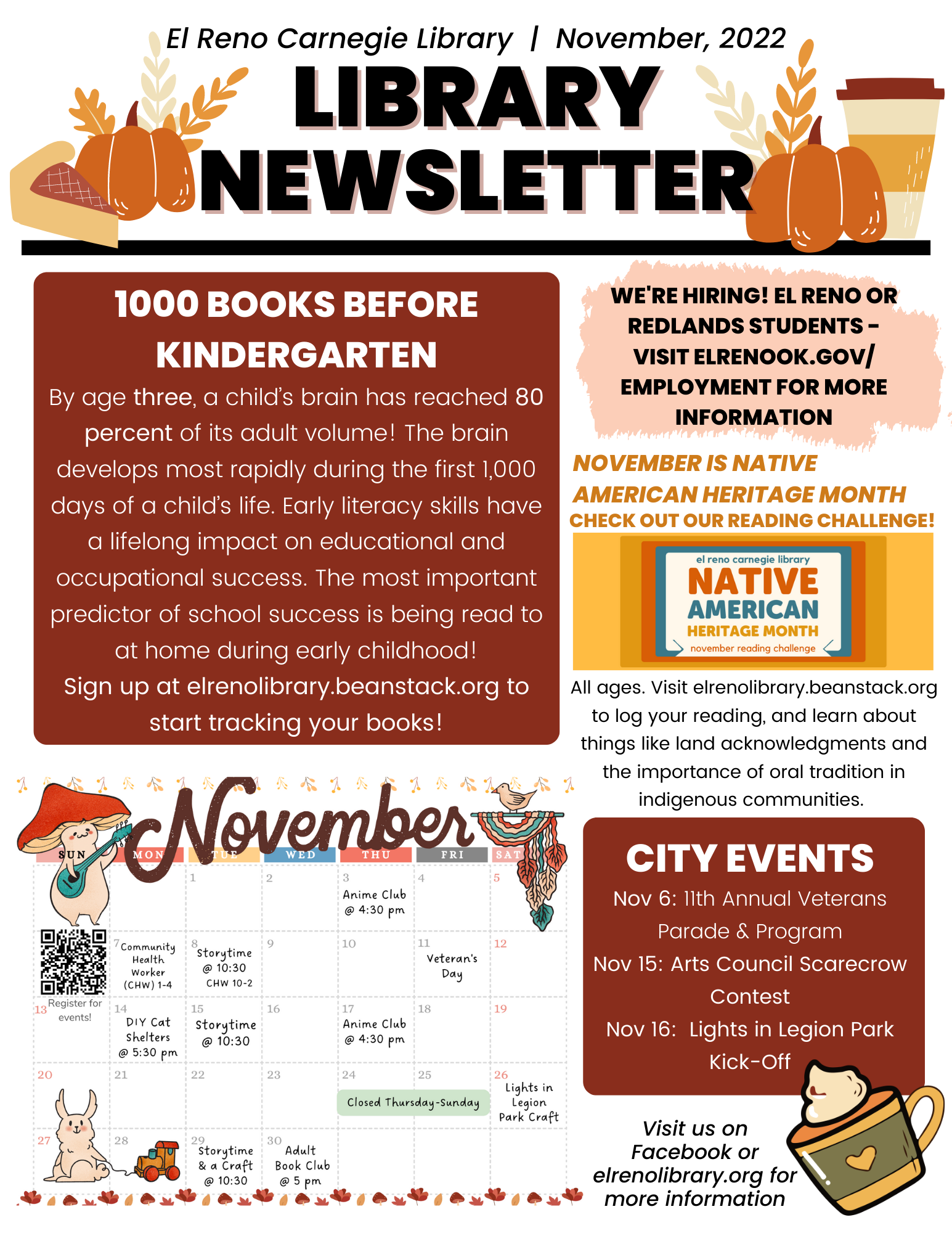 November Newsletter – El Reno Carnegie Library