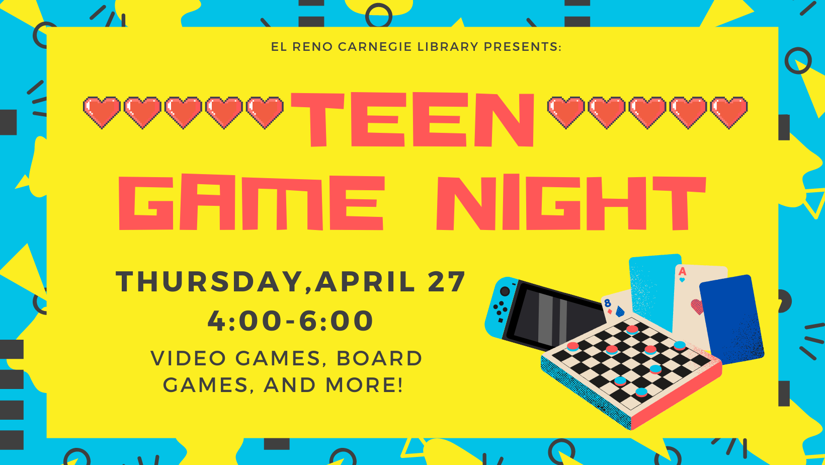 Teen Program - Game Night (April) (Facebook Cover)