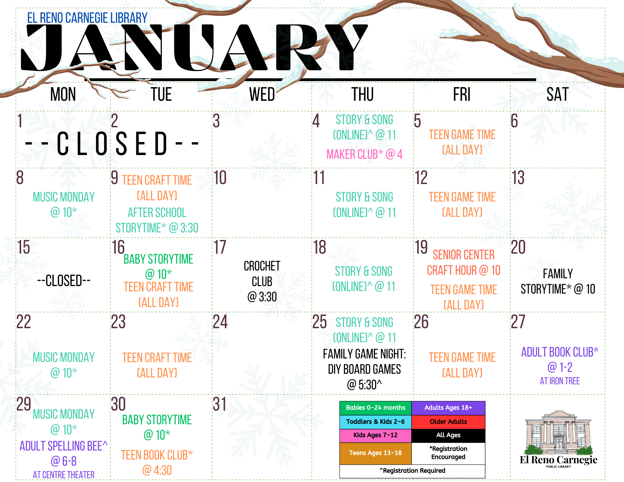 January Events El Reno Carnegie Library