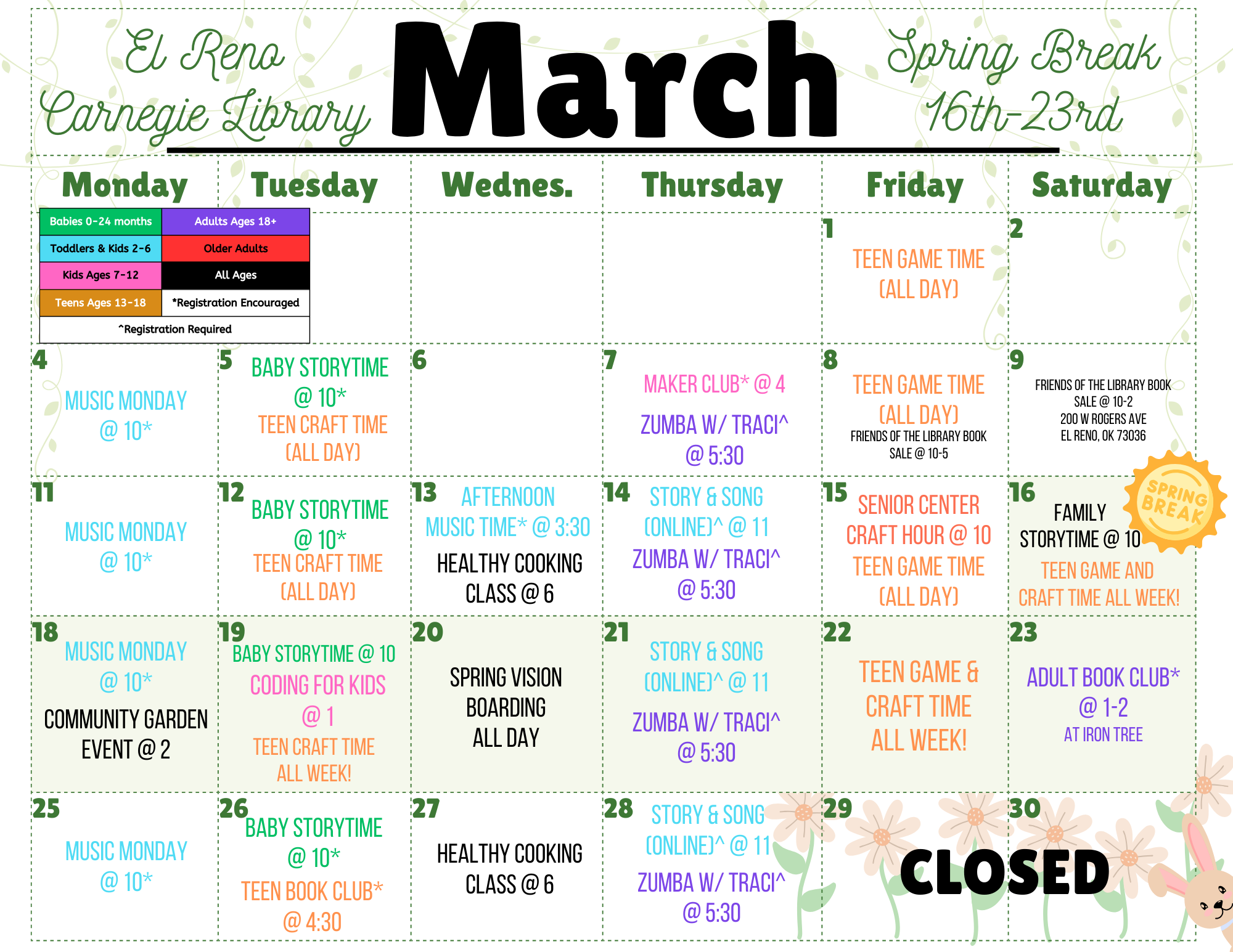 March Events El Reno Carnegie Library