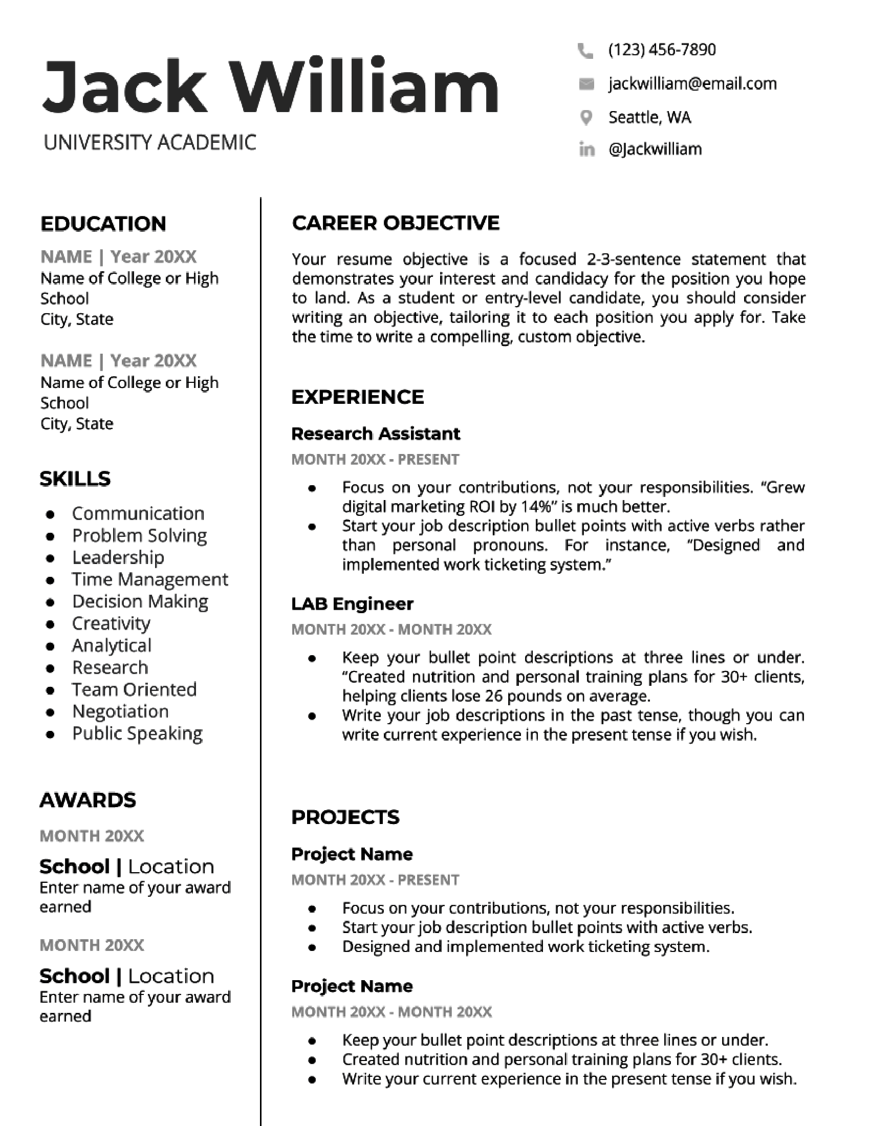 Academic Google Docs Resume Template-1