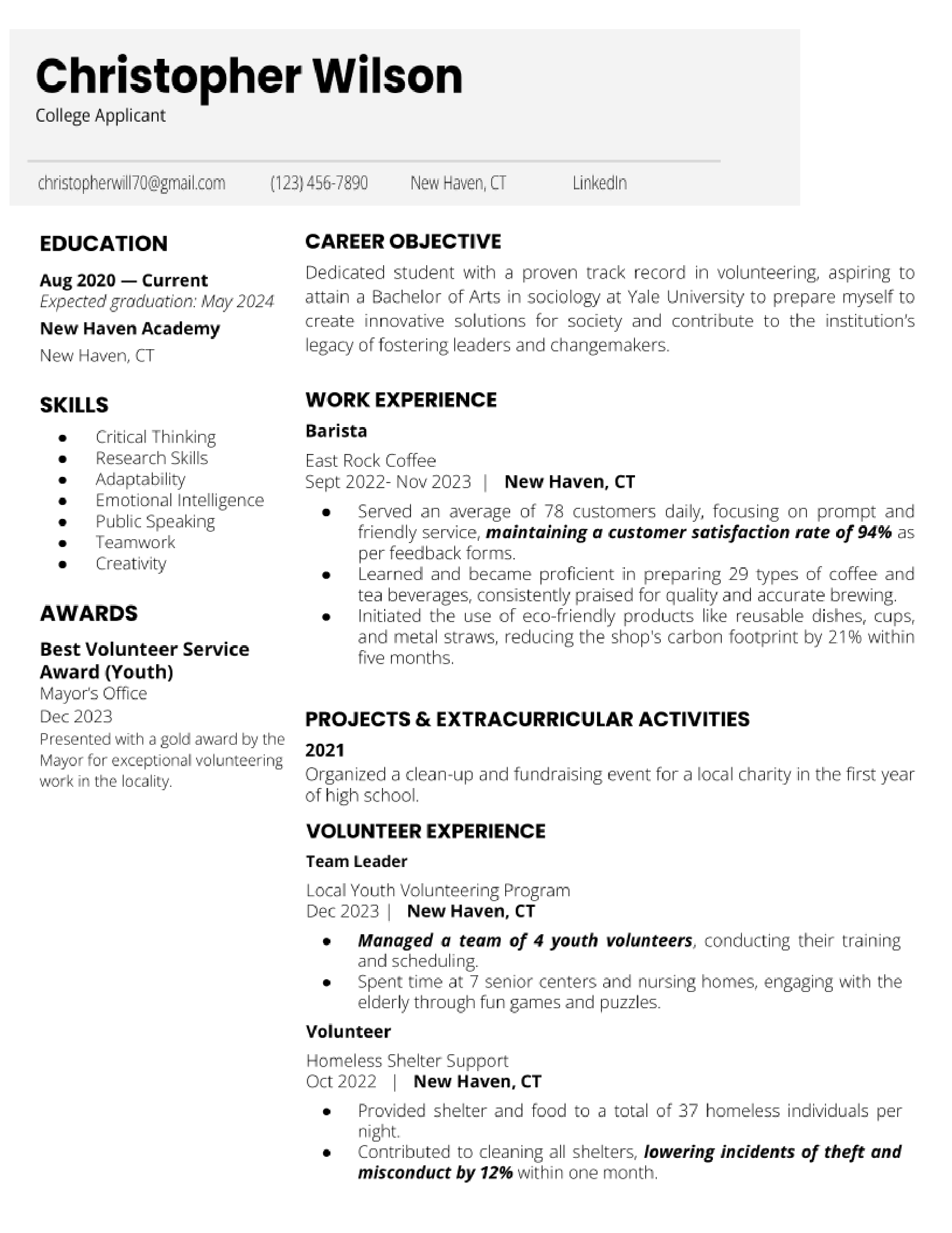 College-Application-Google-Docs-Resume-Template